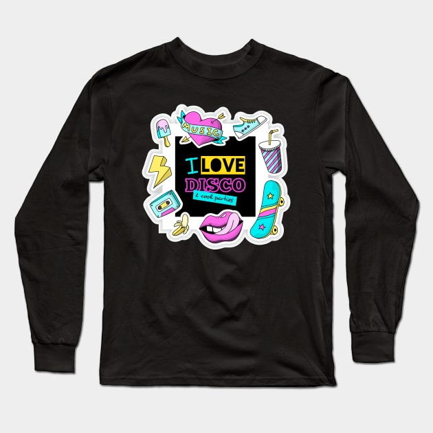 I Love Disco Long Sleeve T-Shirt by Mako Design 